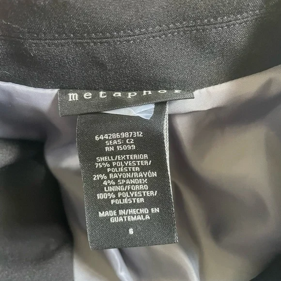 Metaphor Womens Size 6 Suit Jacket Blazer One Button Closure BLACK - Picture 7 of 9